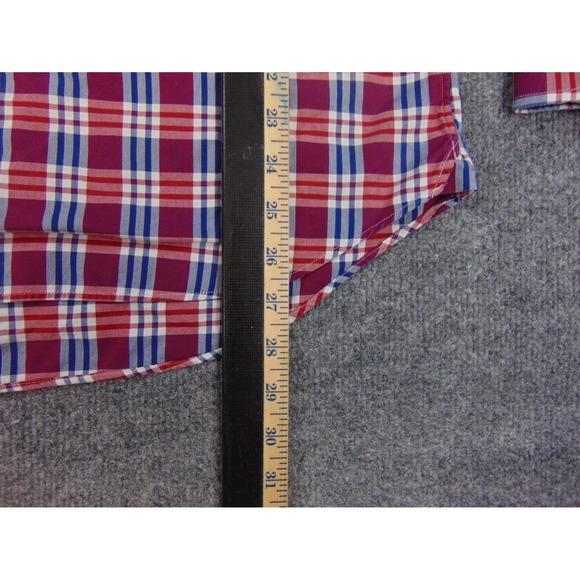 Vineyard Vines Shirt Mens XL Collegiate Fit Red Blue Plaid Cotton Button Front - Picture 6 of 8